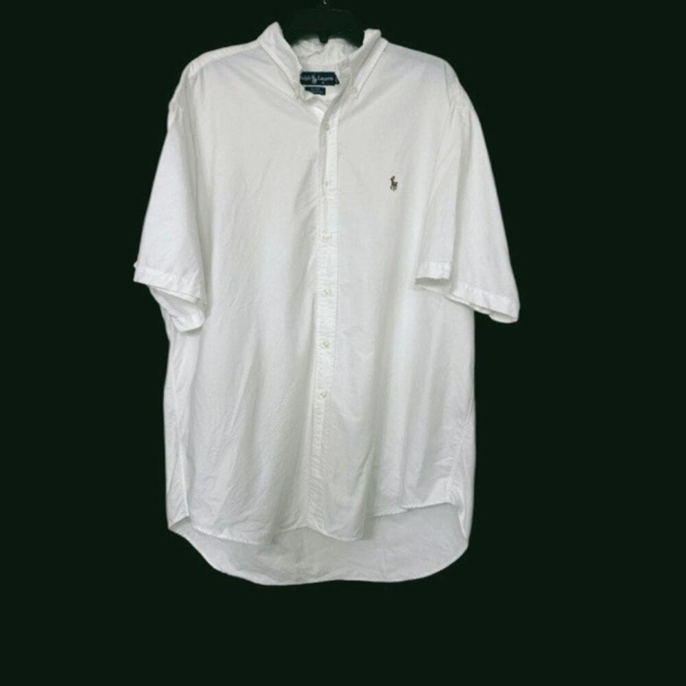 Ralph Lauren Blake Cotton White Flesh Pony Short Sleeve Button Down Shirt XL